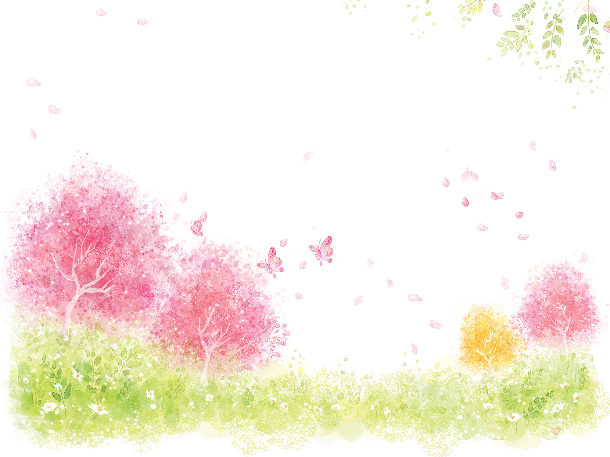 春のイラストno 121 ピンクの木々 無料のフリー素材集 花鳥風月
