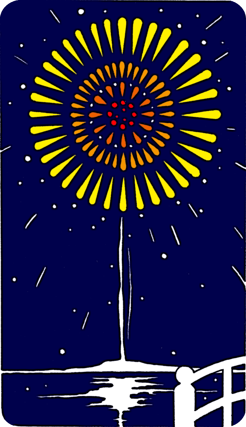夏のイラストno 180 川辺の打ち上げ花火 無料のフリー素材集 花鳥風月