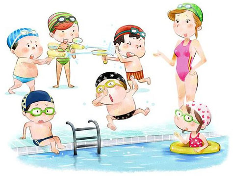 夏の画像サンプル-プールで遊ぶ子ども
