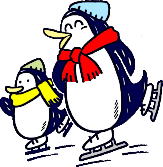 冬の画像サンプル-スケートペンギン