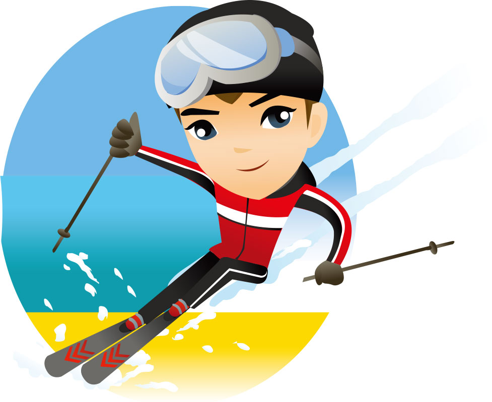 冬の画像サンプル-スキーをする男性