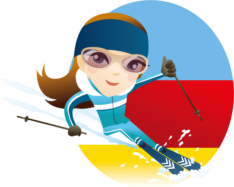 冬の画像サンプル-スキーをする女性