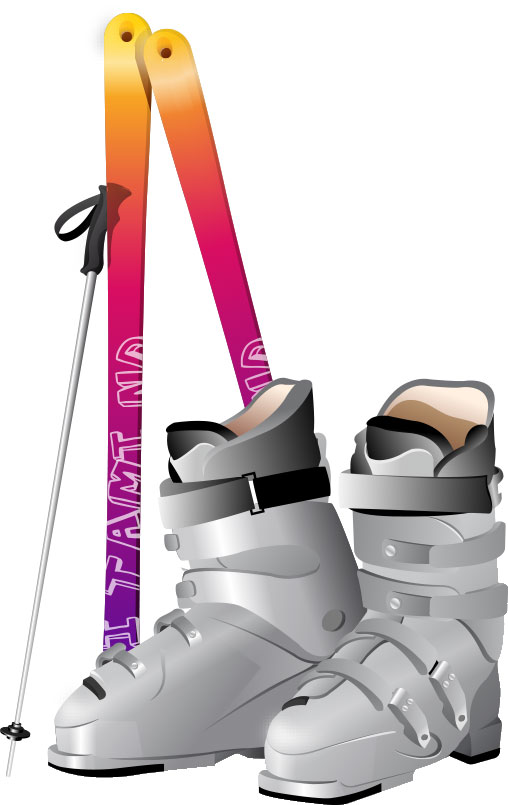 冬の画像サンプル-スキー板とブーツ
