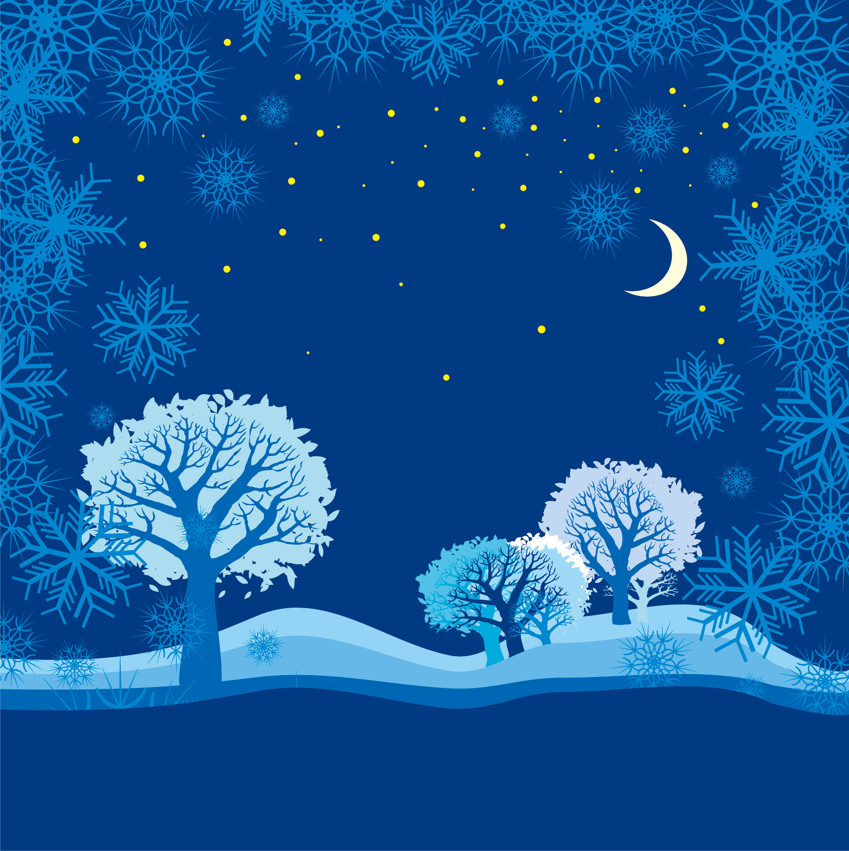 冬の画像サンプル-雪山の夜