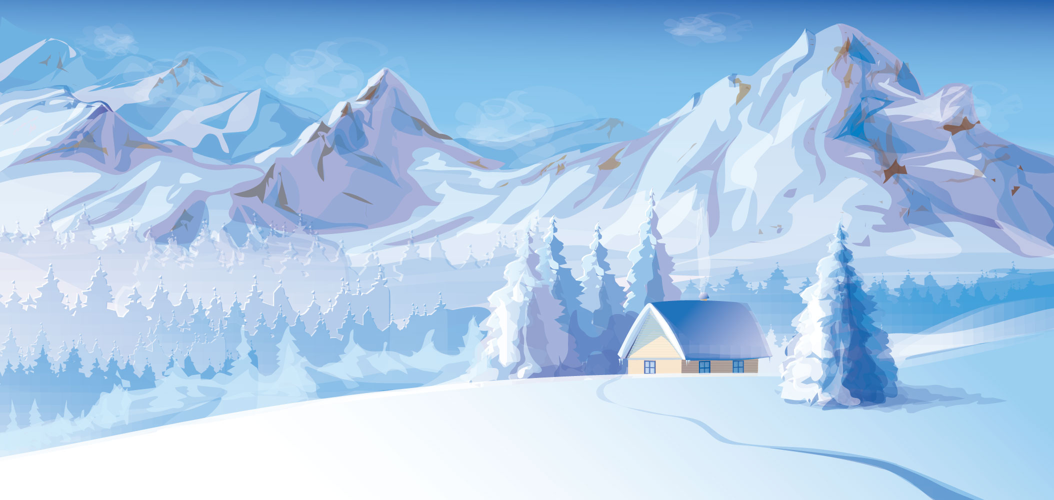 冬の画像サンプル-雪山の小屋