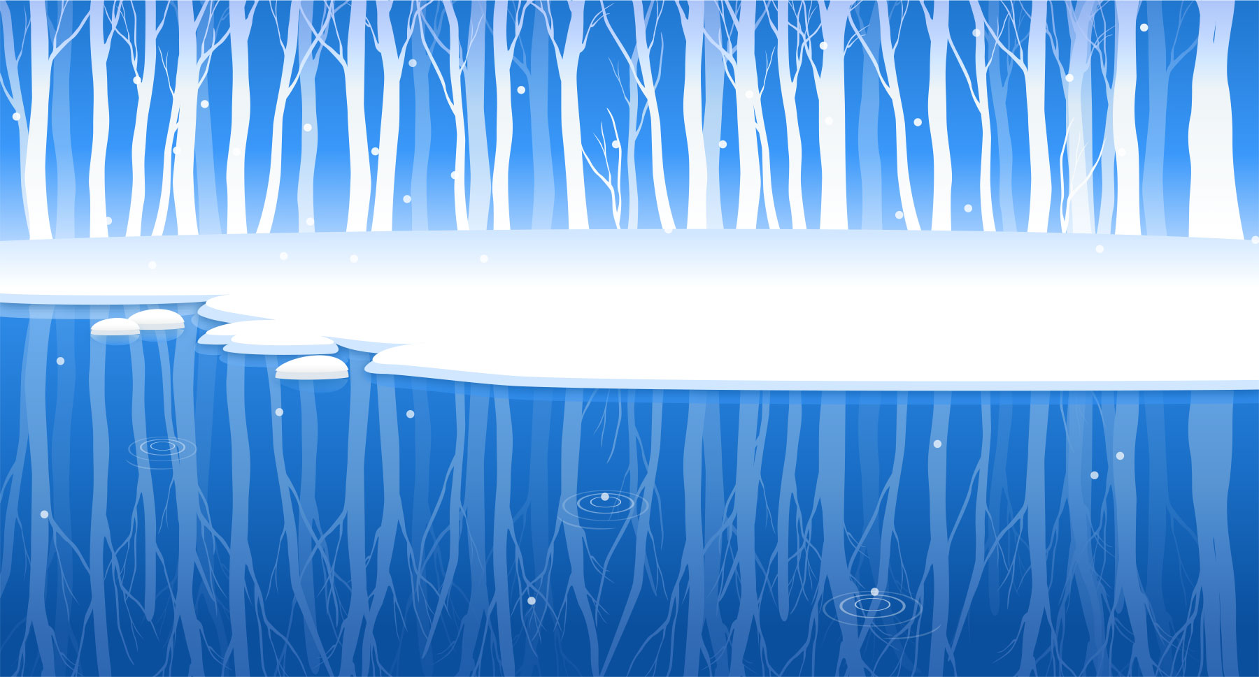 冬の画像サンプル-雪を映す水鏡