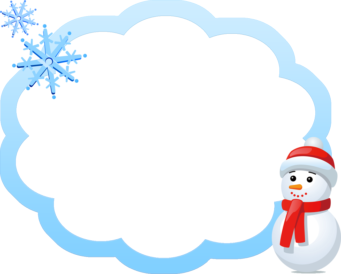 冬のイラストno 2 フレーム 雪だるまと結晶 無料のフリー素材集 花鳥風月